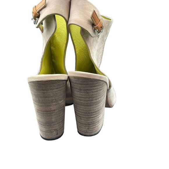 Coach Saratoga Open Toe Bootie Womens 7.5 B Beige Leather STYLE Q4463 A6469 - Picture 5 of 9